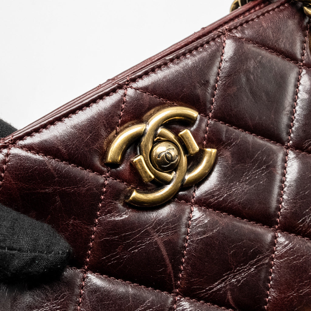 CHANEL PERFECT EDGE TOTE BAG CALFSKIN BURGUNDY GHW