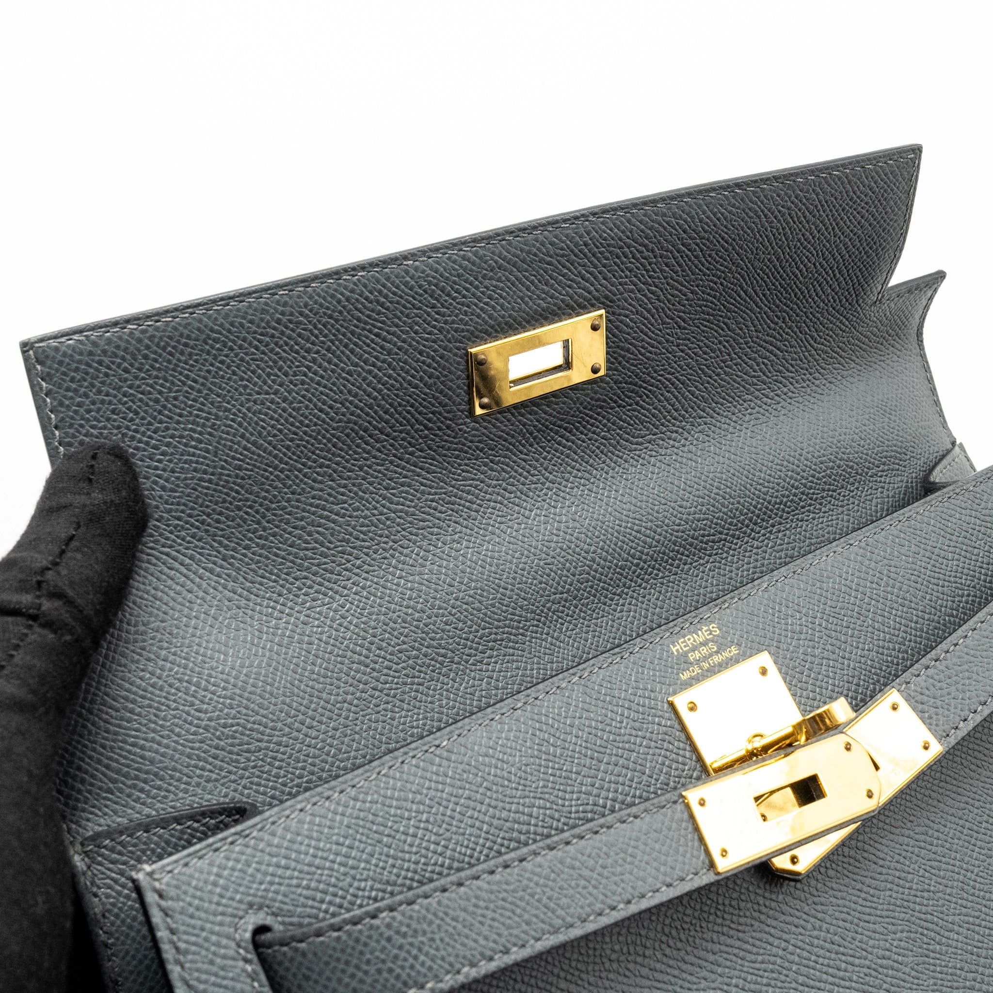 HERMES KELLY 28 EPSOM VERT AMANDE GHW