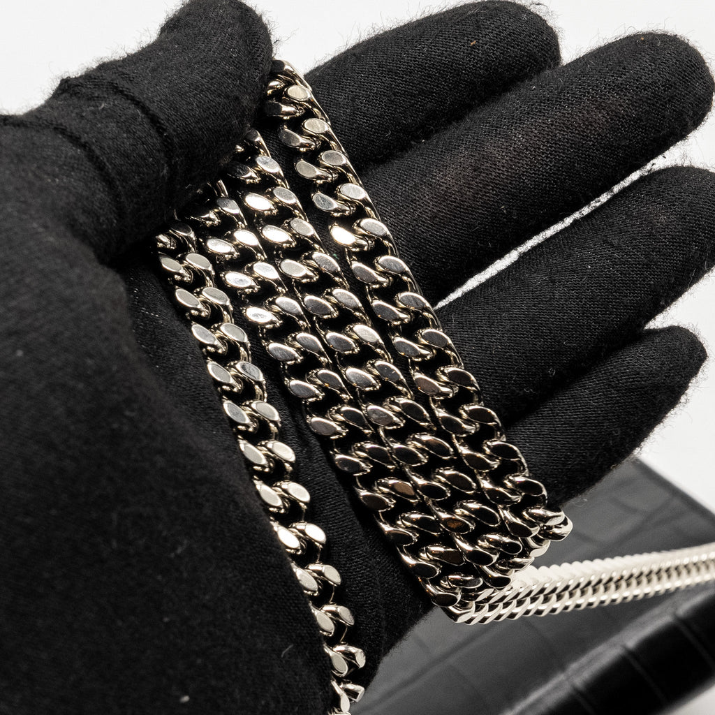 SAINT LAURENT / YSL CLASSIC CHAIN WALLET CROC-EMBOSSED CALFSKIN BLACK SHW