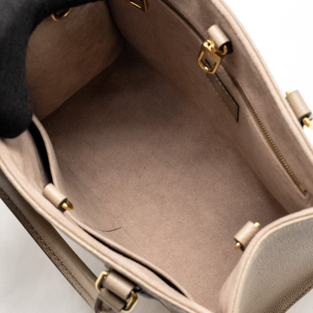 LOUIS VUITTON ONTHEGO PM BICOLOUR MONOGRAM EMPREINTE LEATHER TOURTERELLE/CREME GHW