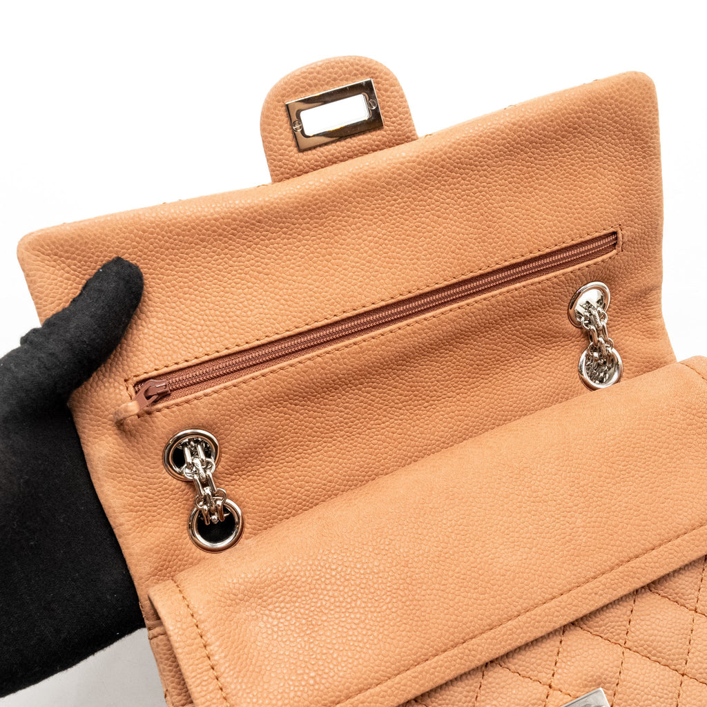 CHANEL SMALL 2.55 REISSUE FLAP BAG GRAINED CALFSKIN LIGHT BROWN SHW