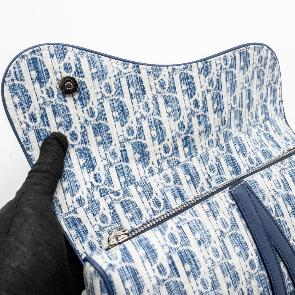DIOR HOMME SADDLE BAG OBLIQUE KASURI BLUE/MULTICOLOUR SHW