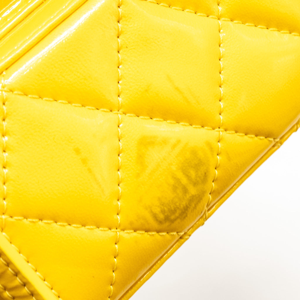 CHANEL POCKET BOX CAMERA BAG PATENT YELLOW SHW