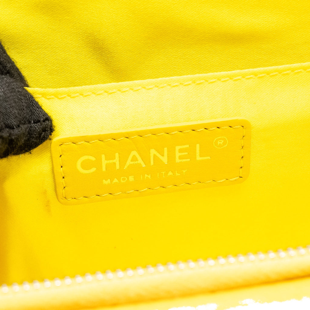 CHANEL POCKET BOX CAMERA BAG PATENT YELLOW SHW