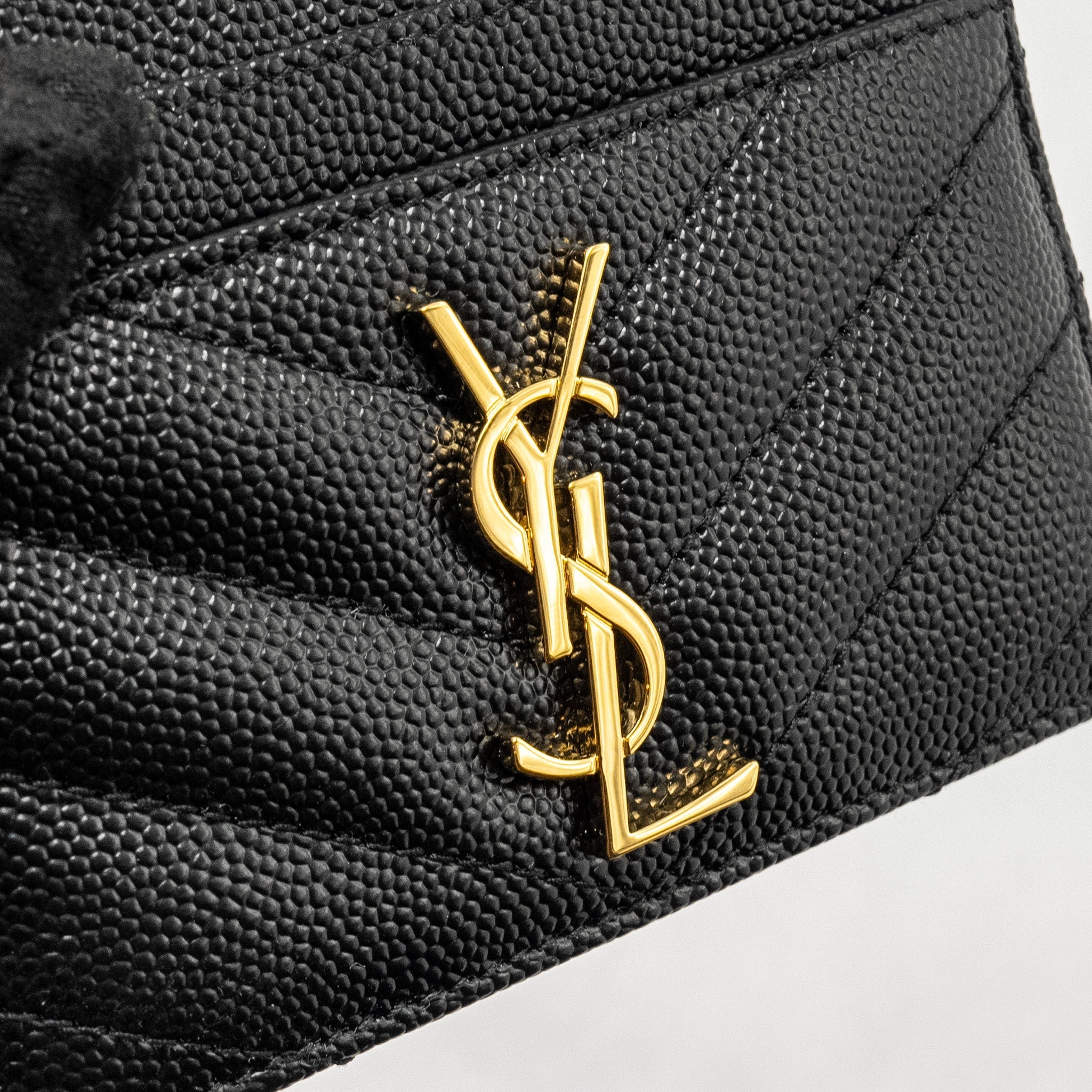 SAINT LAURENT CARD CASE CALFSKIN BLACK GHW