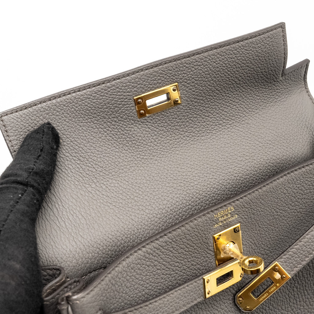 HERMES KELLY 25 TOGO GRIS ETAIN GHW