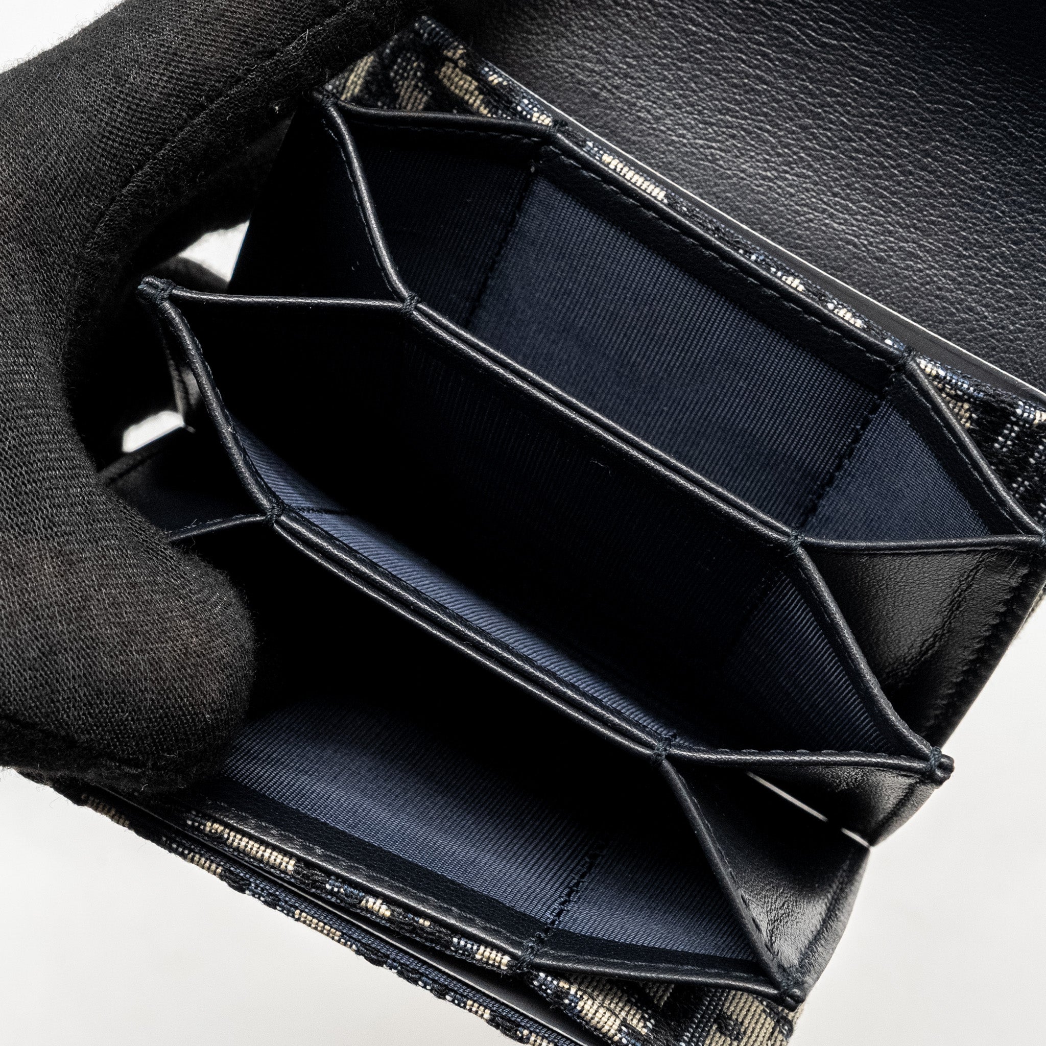 DIOR SADDLE JASMINE GUSSET CARD HOLDER DIOR OBLIQUE JACQUARD BLUE GHW