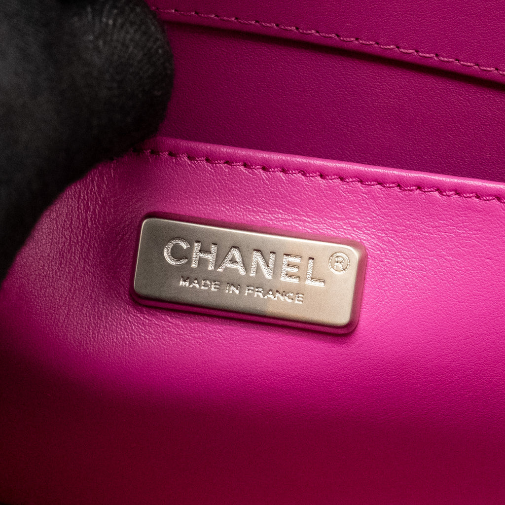 CHANEL MEDIUM BOY FLAP BAG PYTHON PINK BRUSHED SHW