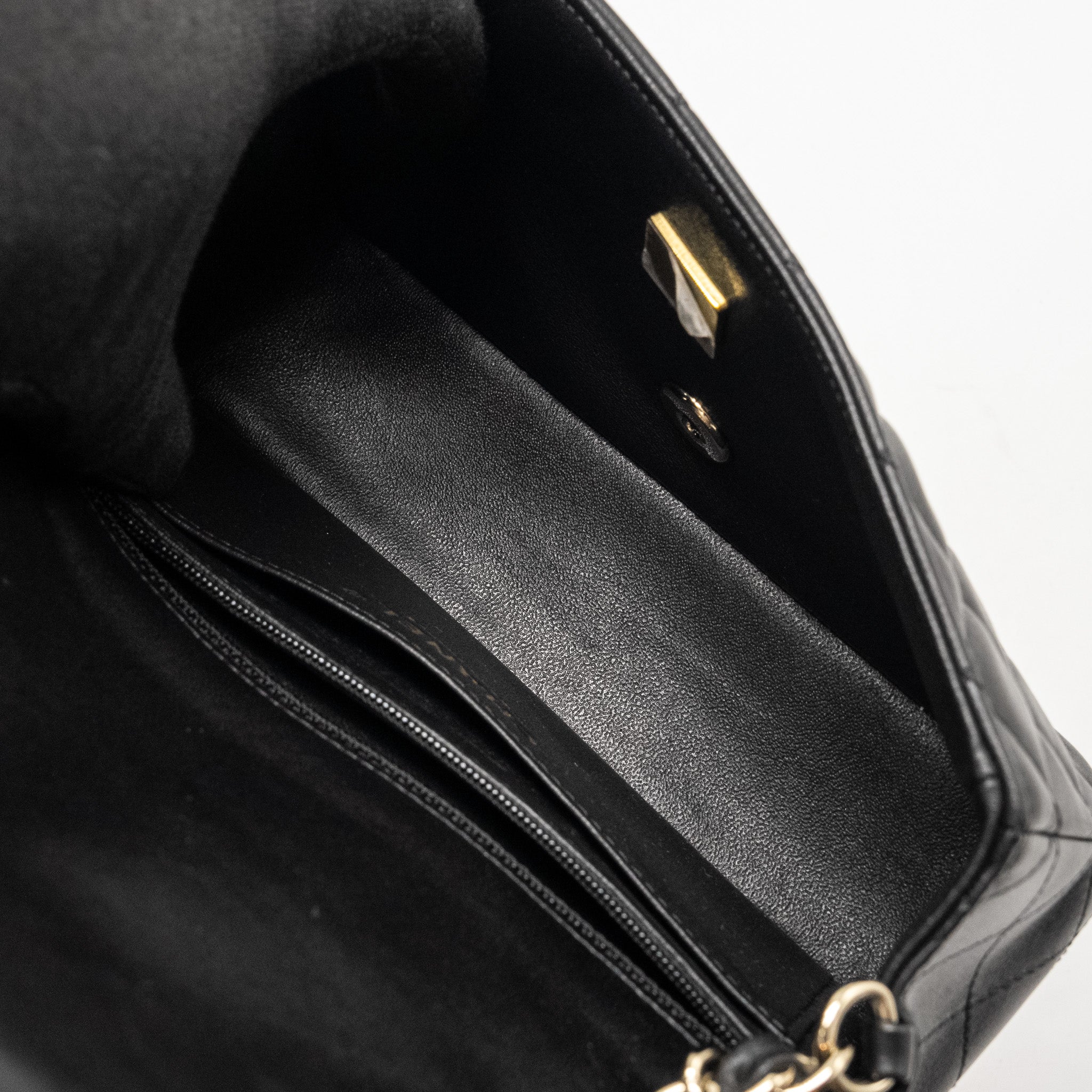 CHANEL MINI RECTANGULAR FLAP BAG LAMBSKIN BLACK LGHW (MICROCHIP)