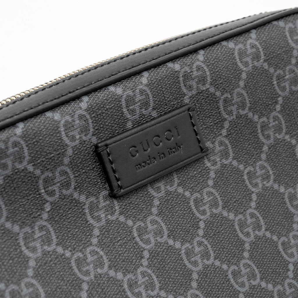 GUCCI POUCH GG SUPREME CANVAS BLACK SHW