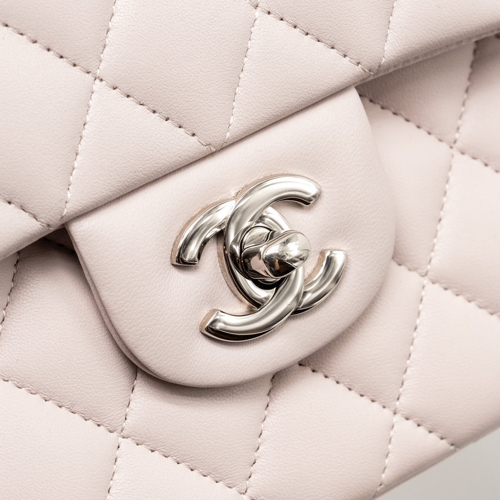 CHANEL SMALL CLASSIC DOUBLE FLAP BAG LAMBSKIN LIGHT PURPLE SHW (MICROCHIP)