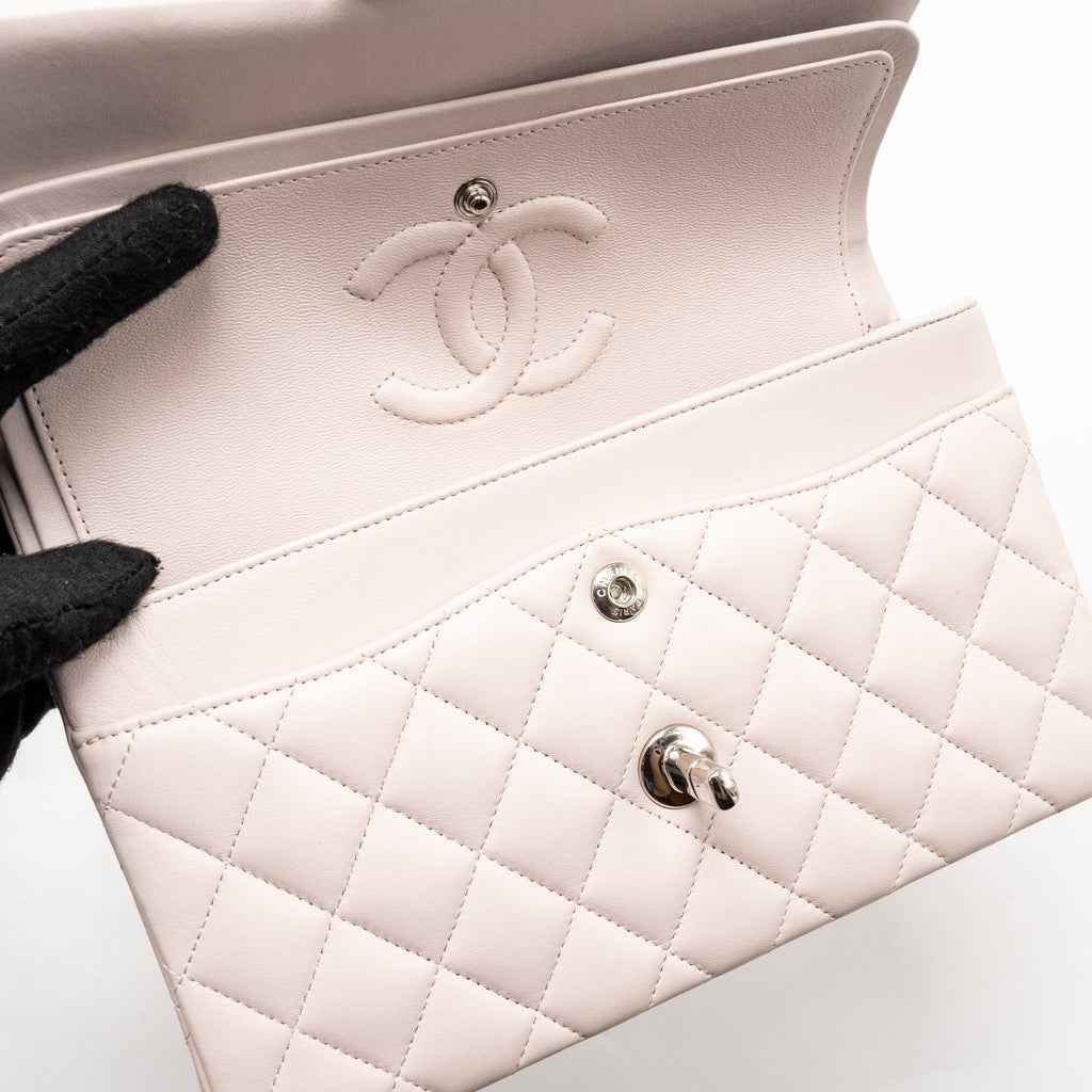 CHANEL SMALL CLASSIC DOUBLE FLAP BAG LAMBSKIN LIGHT PURPLE SHW (MICROCHIP)