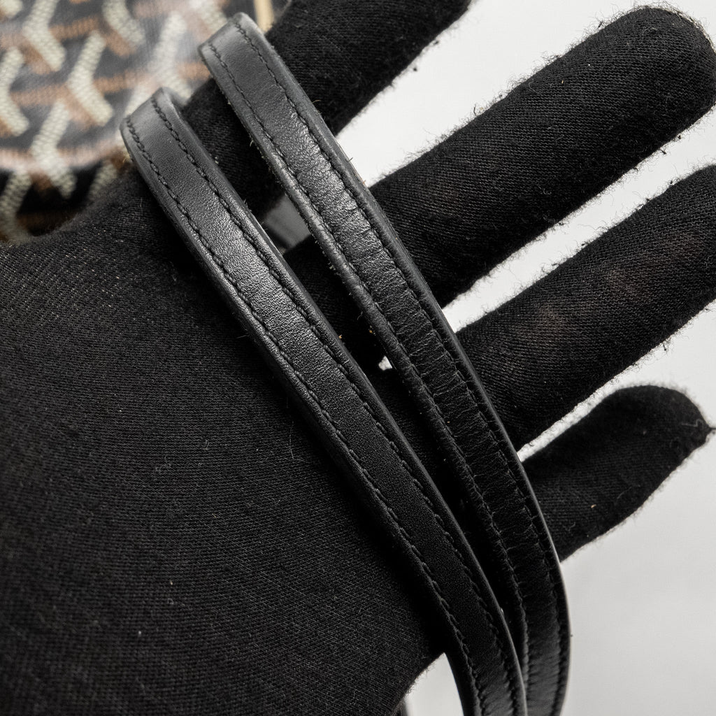 GOYARD SAINT LOUIS PM TOTE BAG GOYARDINE CANVAS / CALFSKIN BLACK SHW