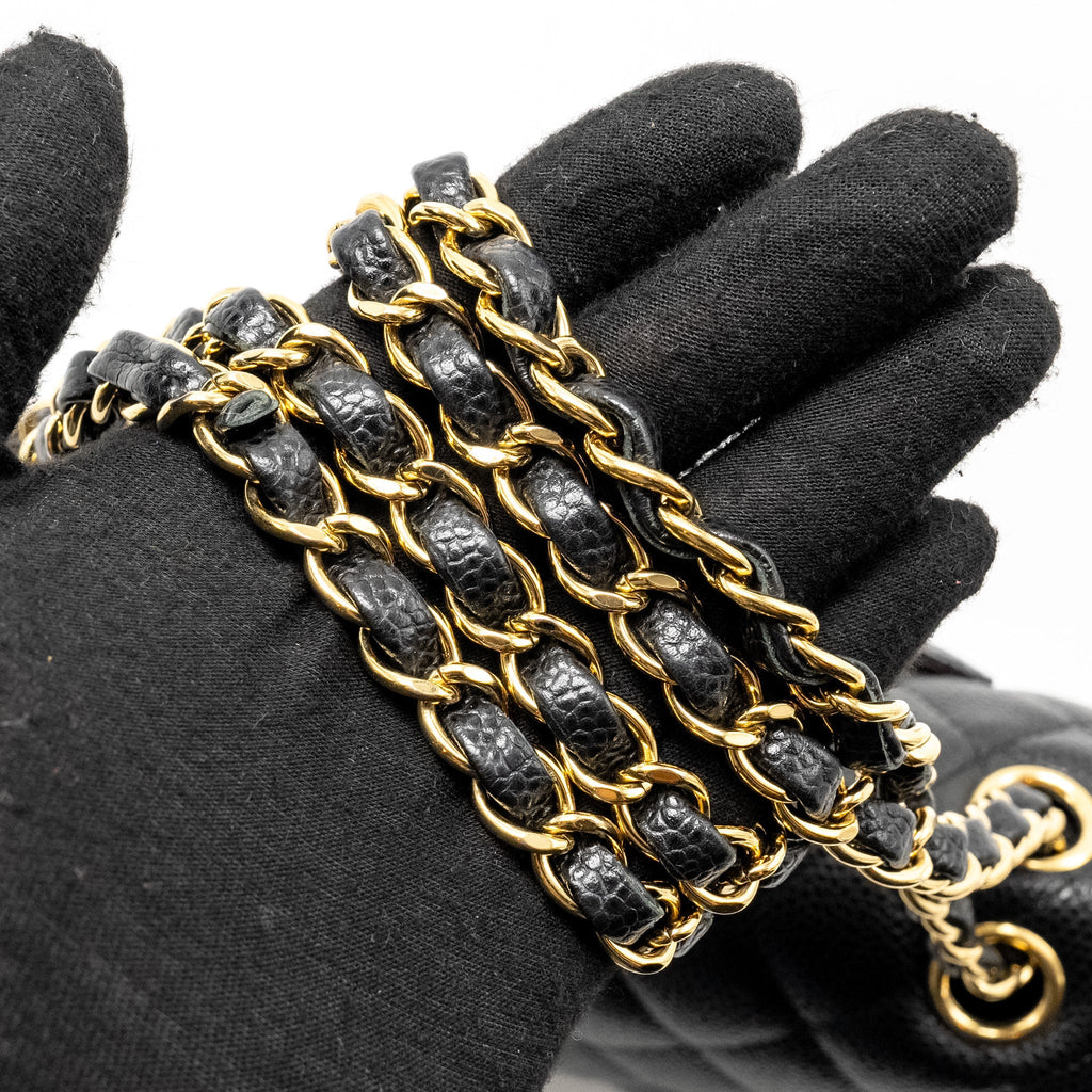CHANEL MEDIUM CLASSIC DOUBLE  FLAP BAG CAVIAR BLACK GHW