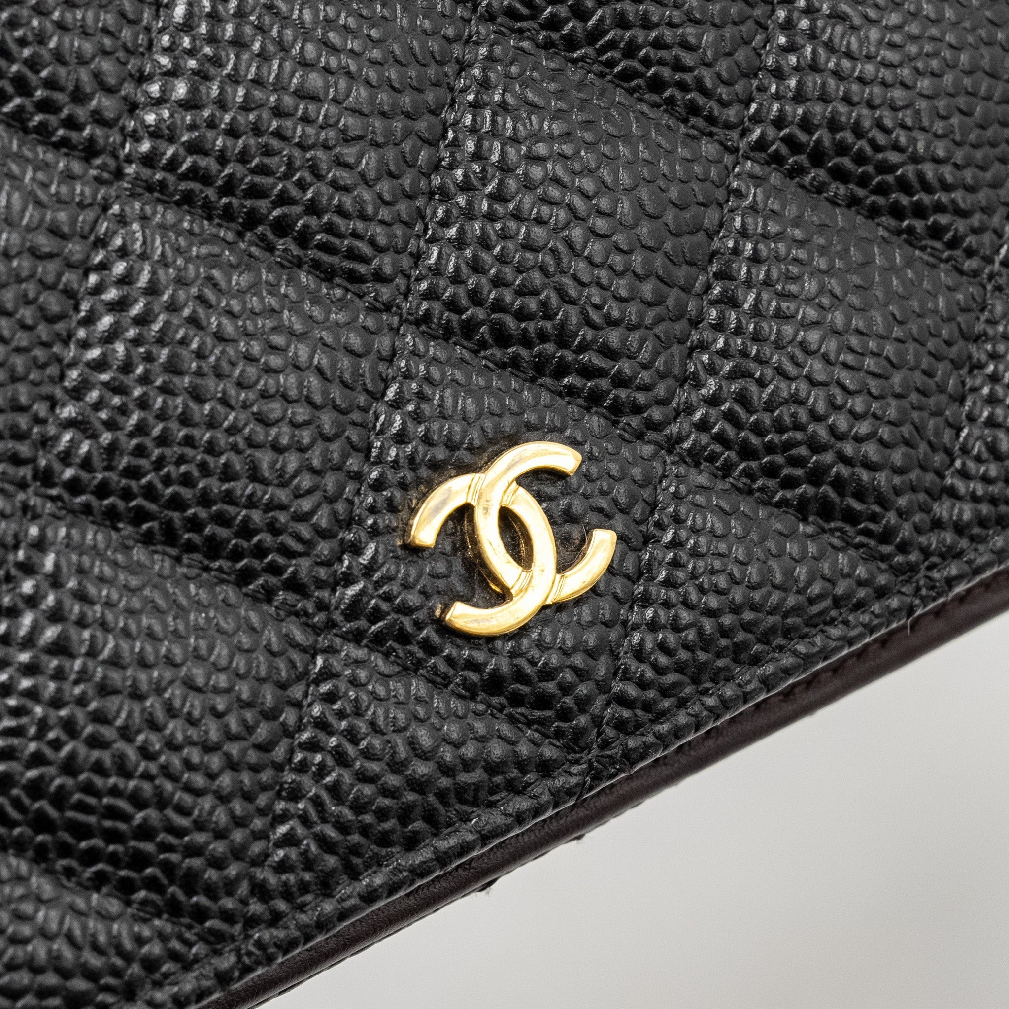CHANEL COMPACT LONG WALLET CAVIAR BLACK GHW