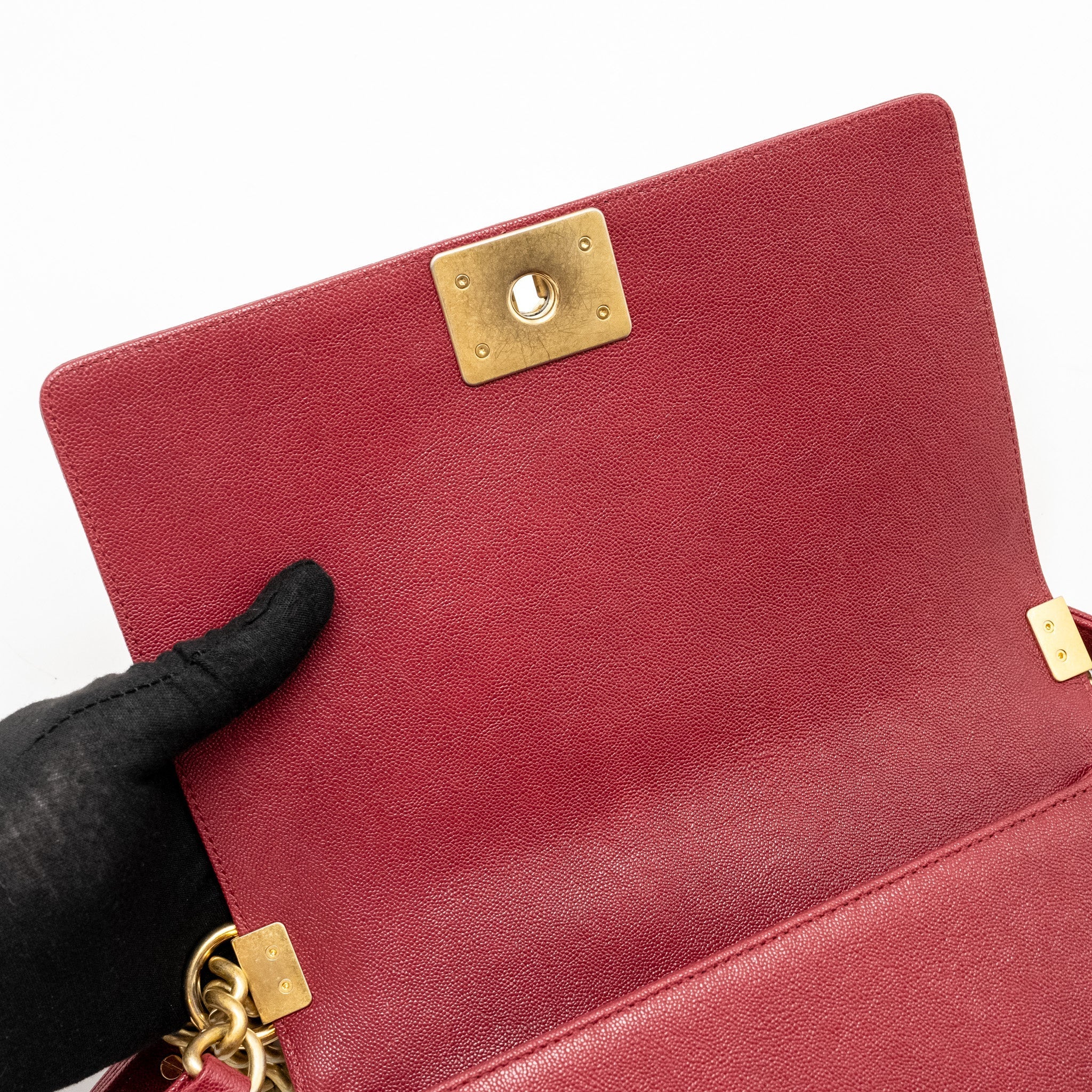 CHANEL MEDIUM BOY BAG CAVIAR RED GHW