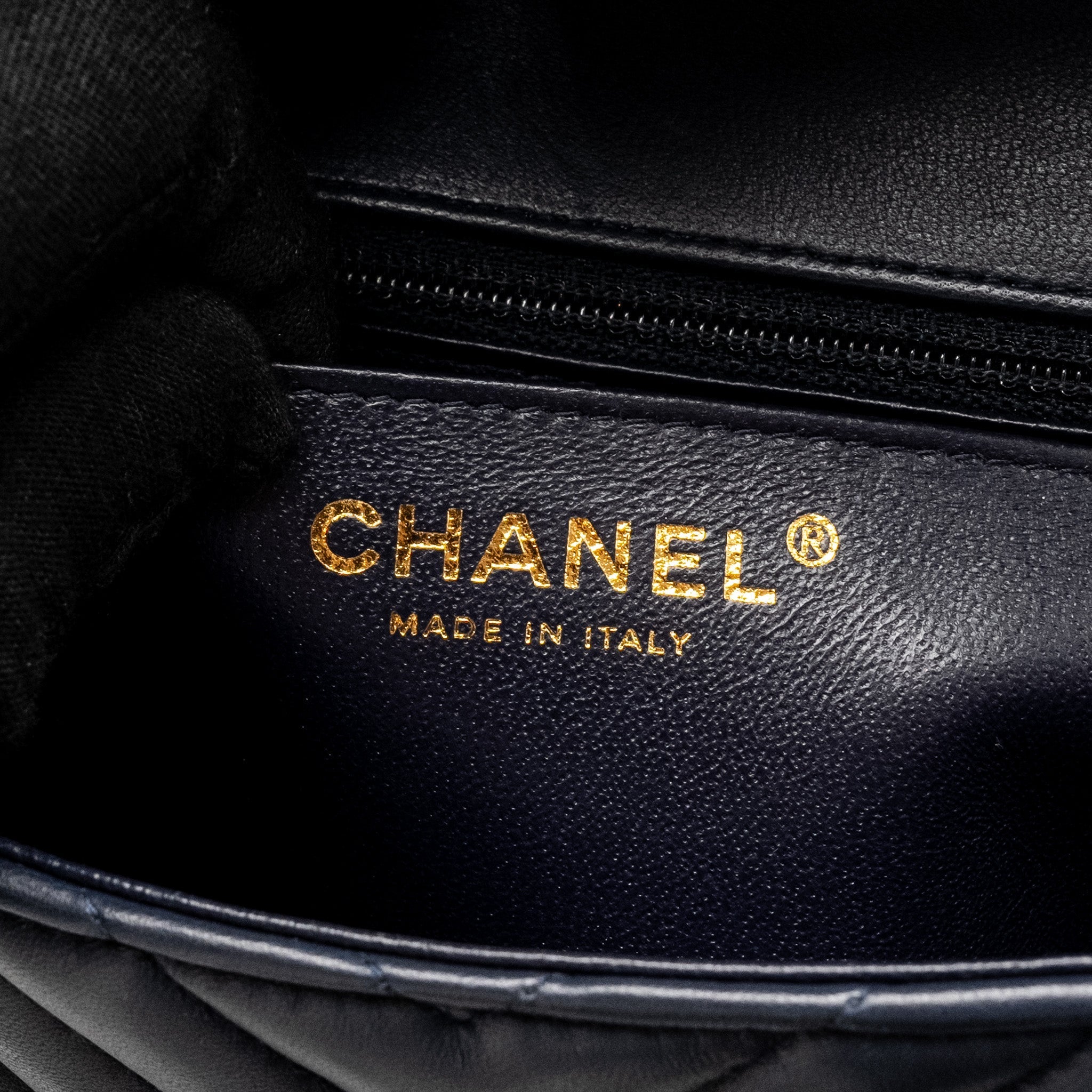 CHANEL MINI RECTANGULAR FLAP BAG CHEVRON LAMBSKIN NAVY LGHW