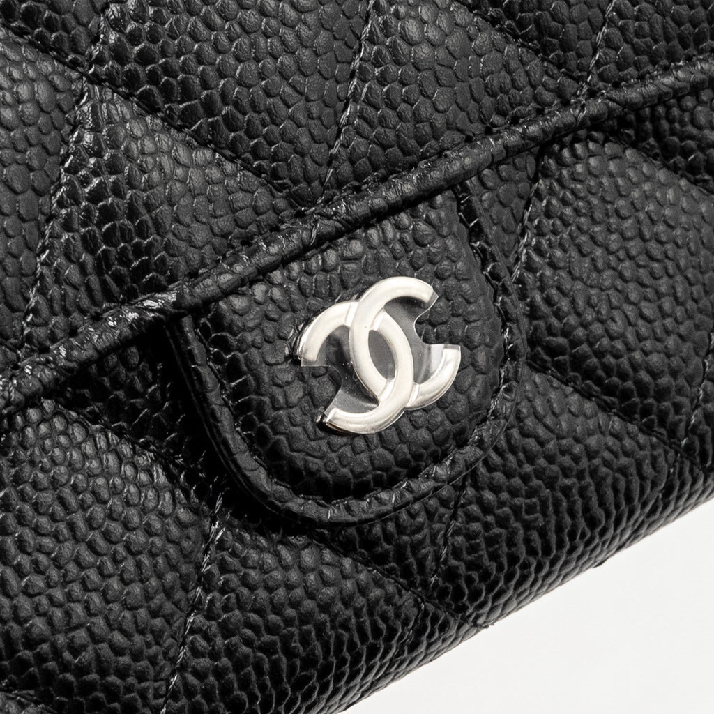 CHANEL CLASSIC FLAP WALLET CAVIAR BLACK SHW (MICROCHIP)