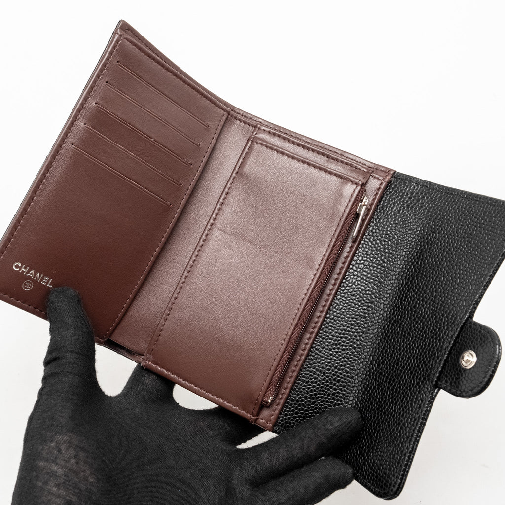 CHANEL CLASSIC FLAP WALLET CAVIAR BLACK SHW (MICROCHIP)