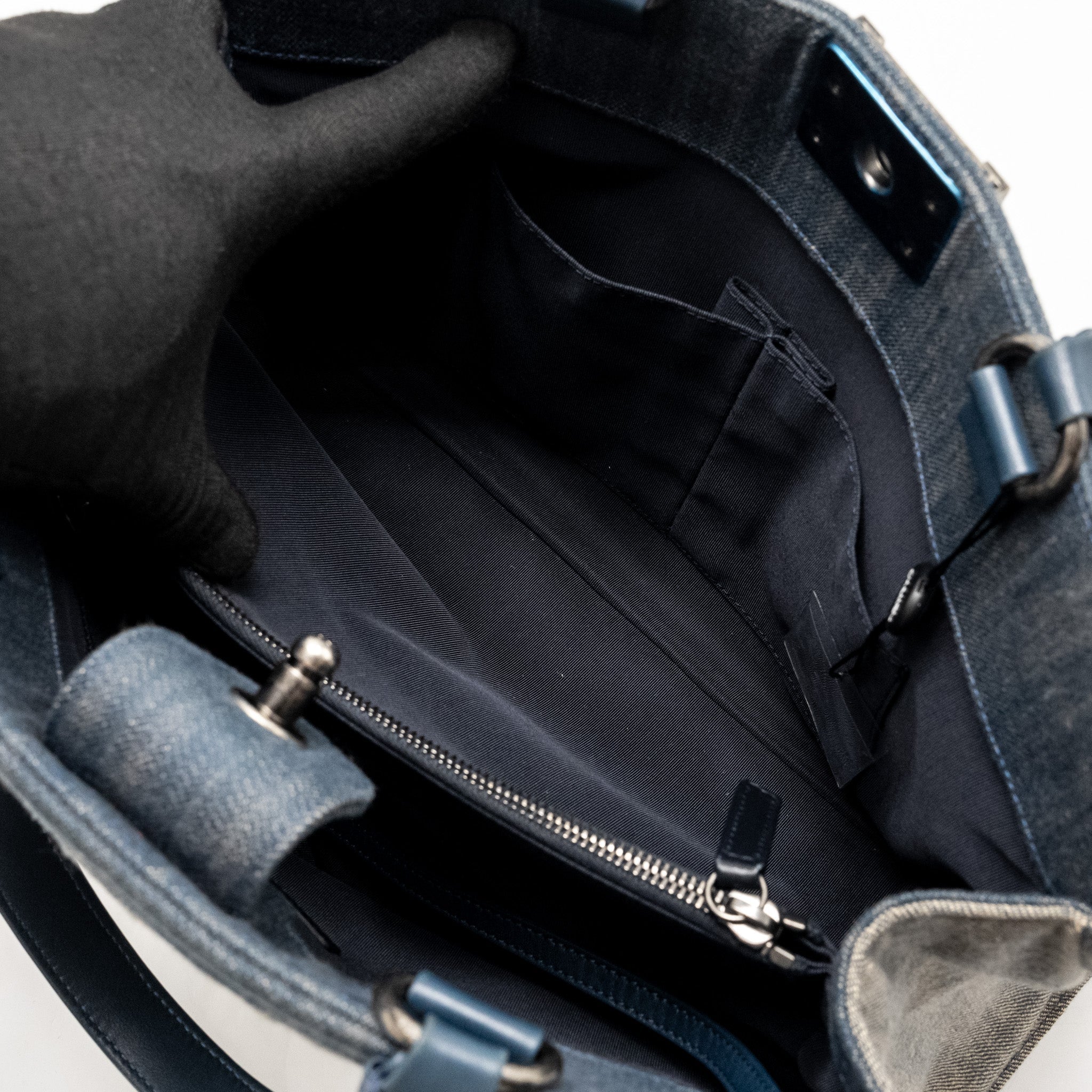 CHANEL 15P BOY CHEVRON SHOPPING TOTE BAG DENIM/ LAMBSKIN BLUE RUTHENIUM HARDWARE