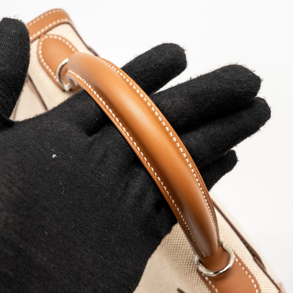 HERMES KELLY 28 SELLIER TOILE H/SWIFT ECRU/GOLD SHW