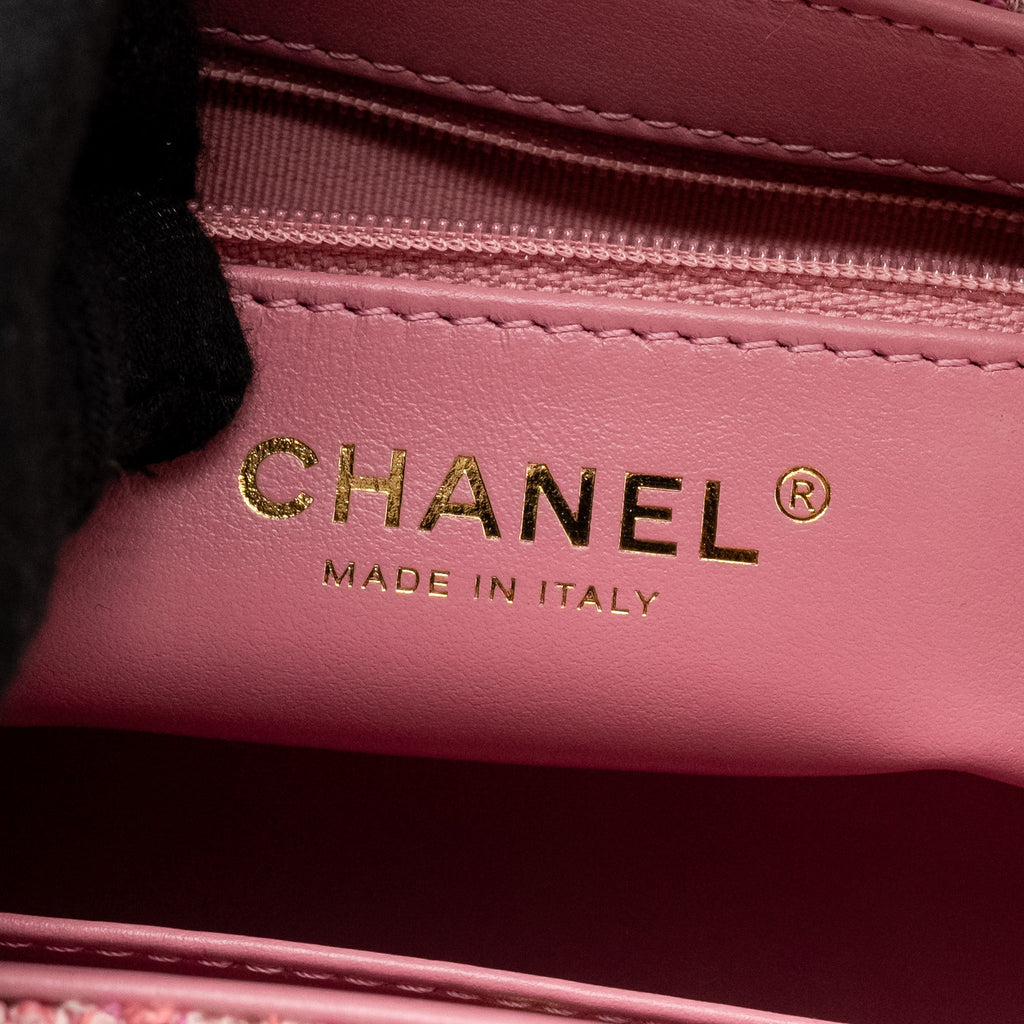 CHANEL 24P MINI KELLY/SHOPPING TOTE TWEED PINK/MULTICOLOUR GHW (MICROCHIP)