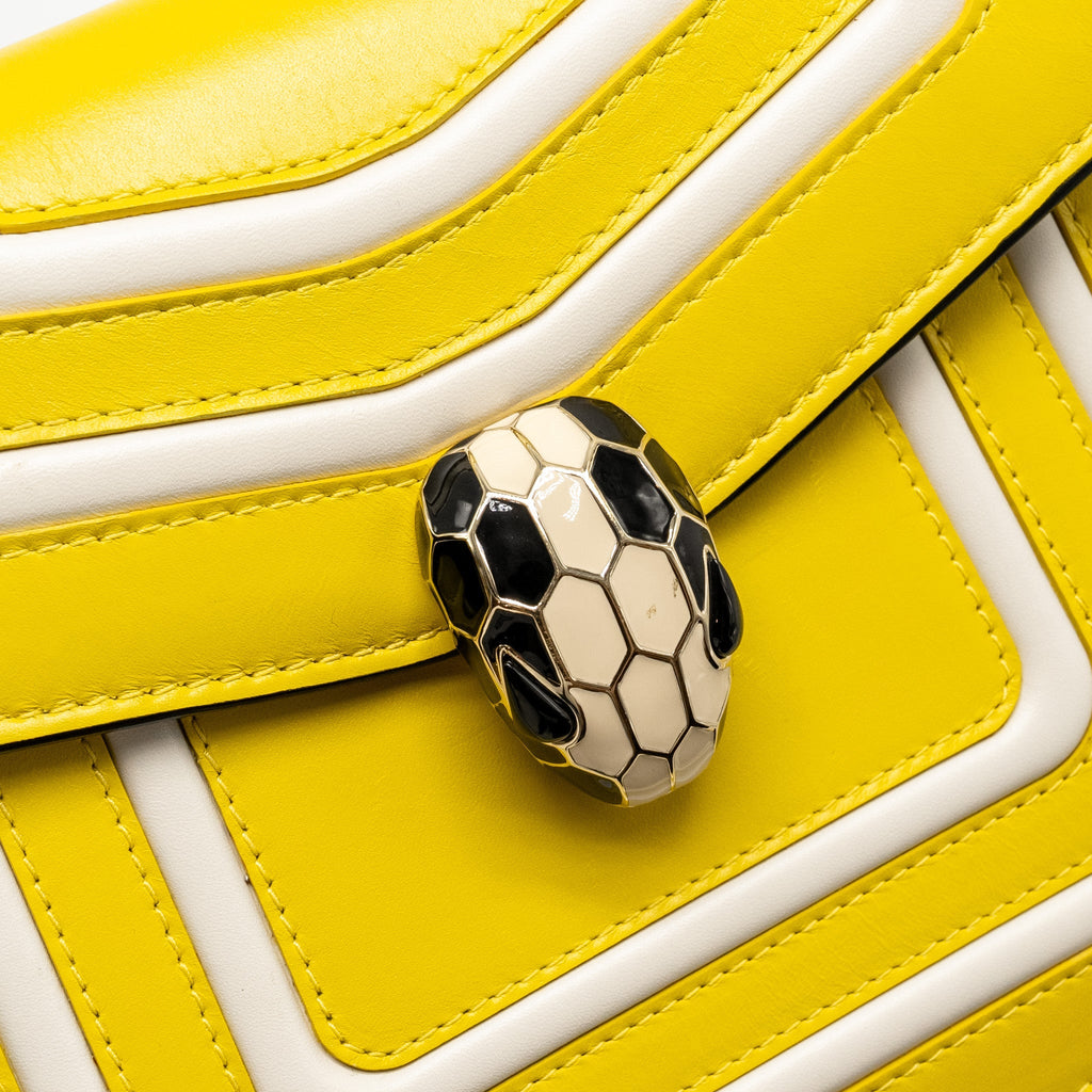 BVLGARI SERPENTI FOREVER CROSSBODY BAG CALFSKIN YELLOW/WHITE LGHW