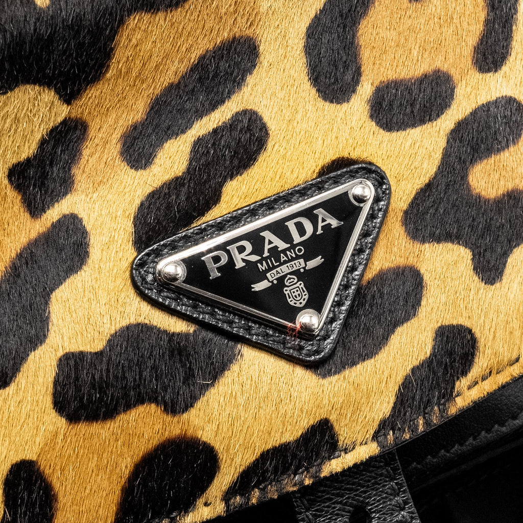 PRADA NYLON SHOULDER BAG WITH OSTRICH HANDLE BLACK / MULTICOLOUR SHW