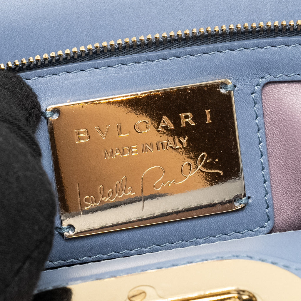 BVLGARI ISABELLA ROSSELLINI BAG LEATHER BLUE/LIGHT PURPLE GHW