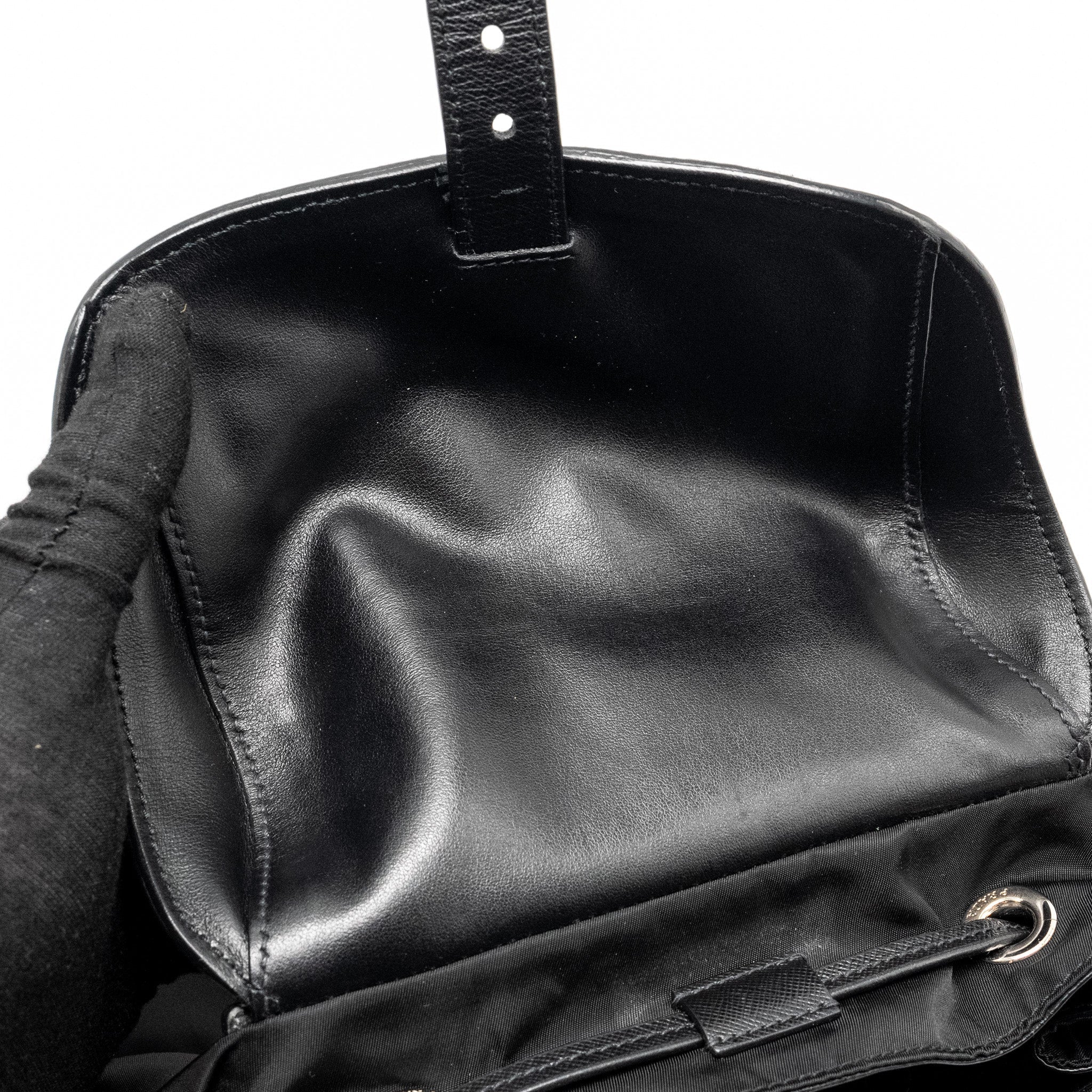 PRADA NYLON SHOULDER BAG WITH OSTRICH HANDLE BLACK / MULTICOLOUR SHW