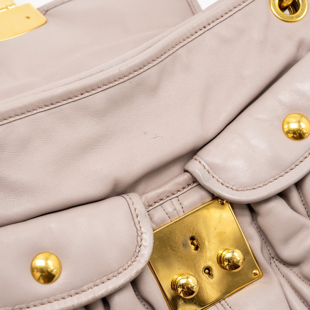 MIU MIU SACCA CON MATELASSE HANDBAG LEATHER LIGHT PURPLE GHW