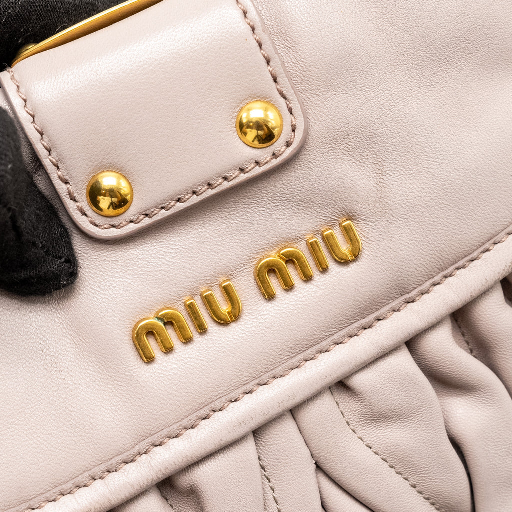MIU MIU SACCA CON MATELASSE HANDBAG LEATHER LIGHT PURPLE GHW