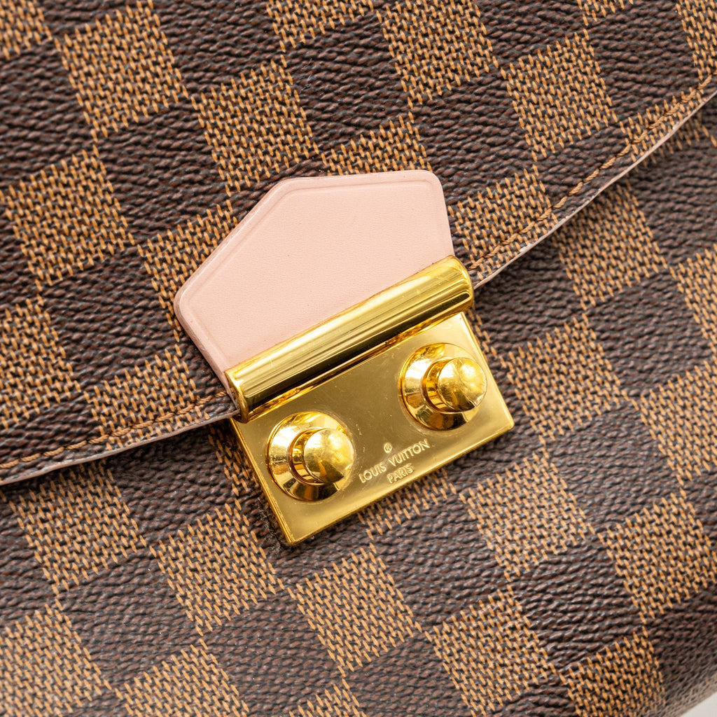 LOUIS VUITTON POCHETTE CAISSA DAMIER EBENE/PINK CANVAS GHW