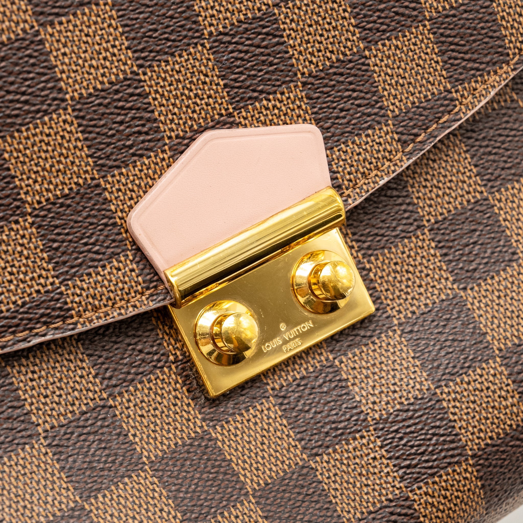 LOUIS VUITTON POCHETTE CAISSA DAMIER EBENE/PINK CANVAS GHW