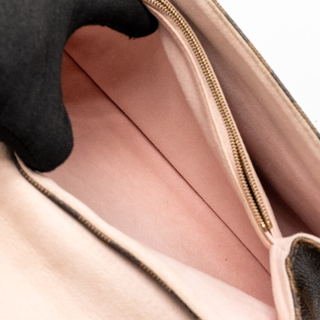 LOUIS VUITTON POCHETTE CAISSA DAMIER EBENE/PINK CANVAS GHW