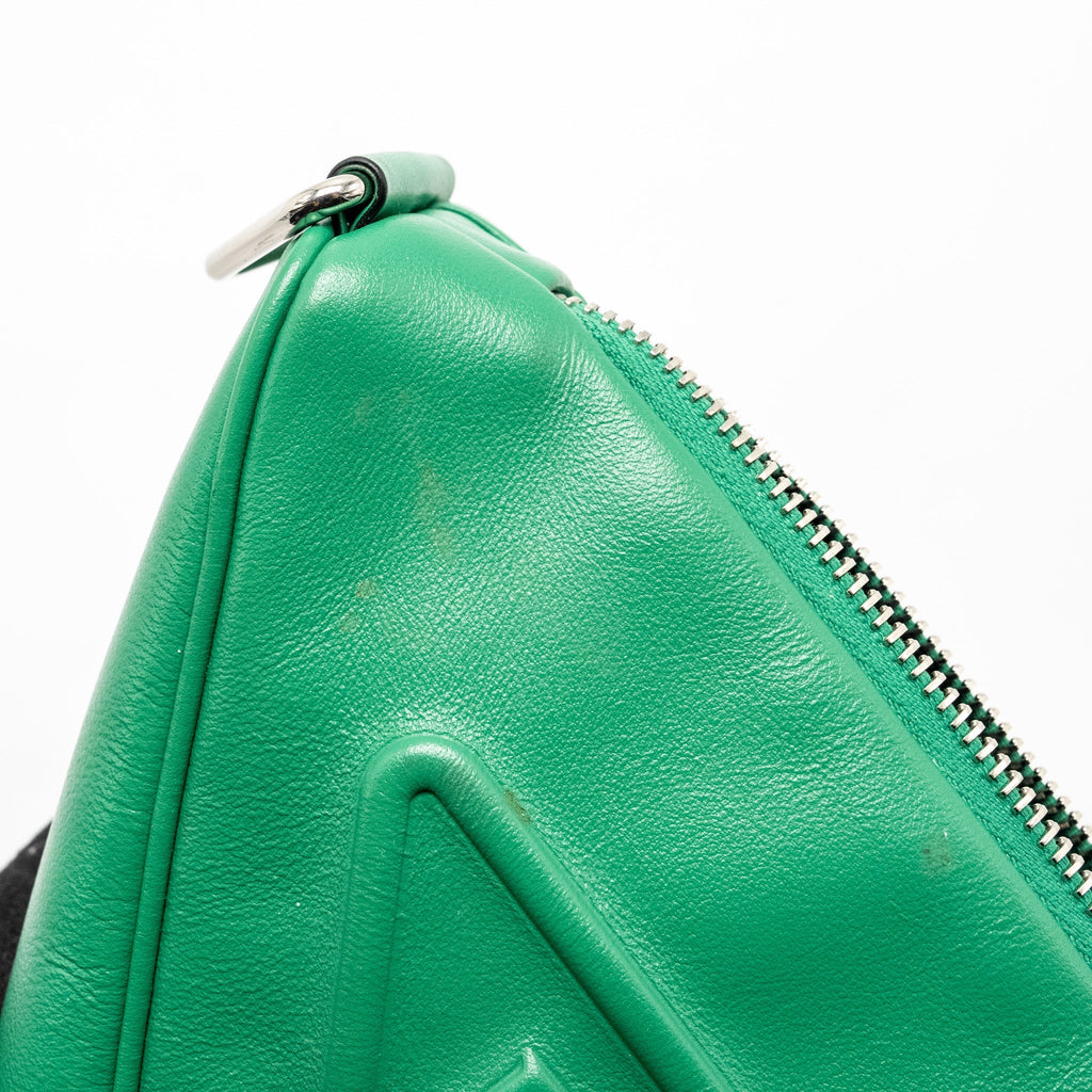 PRADA TRIANGLE SHOULDER BAG LEATHER GREEN SHW