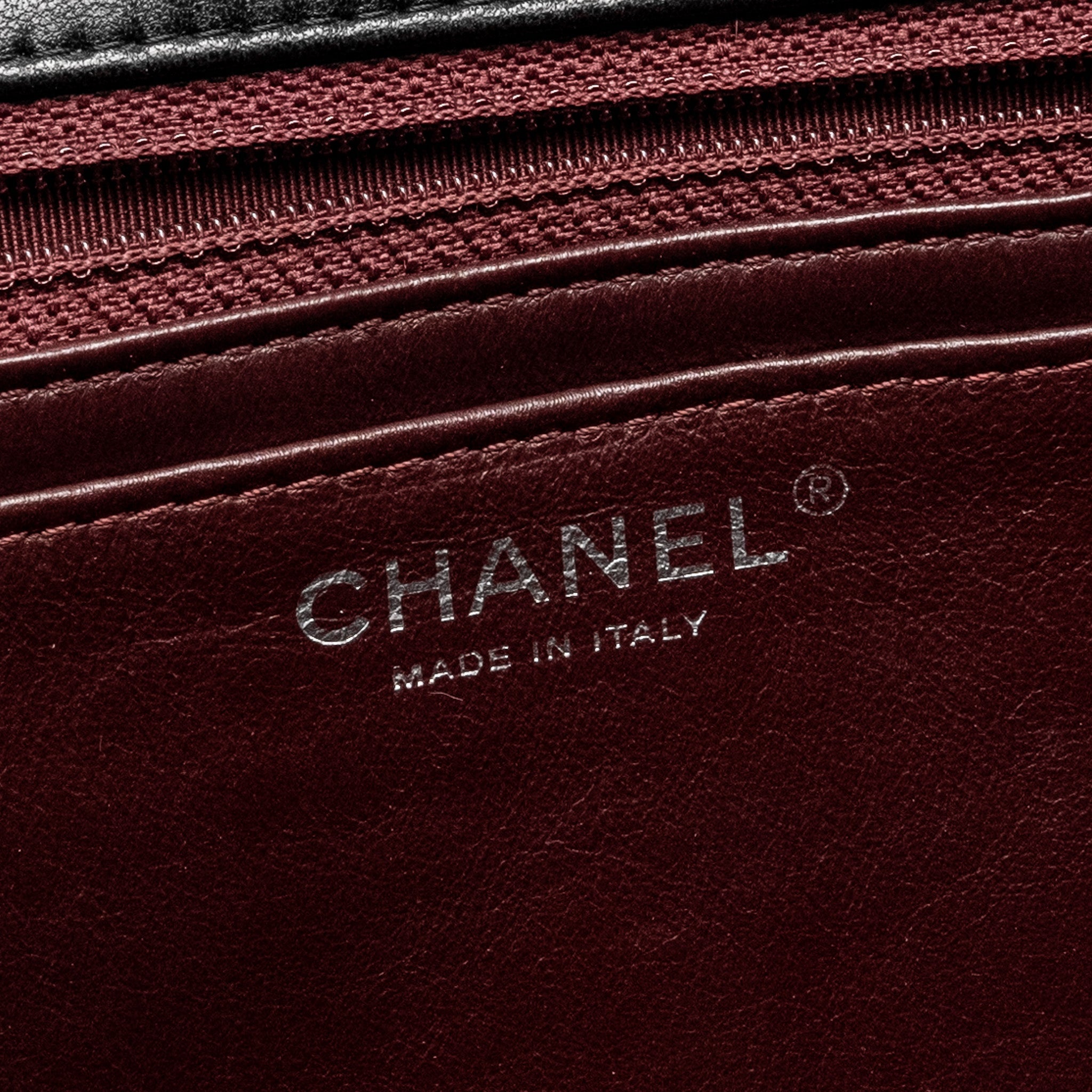 CHANEL JUMBO CLASSIC SINGLE FLAP BAG LAMBSKIN BLACK SHW