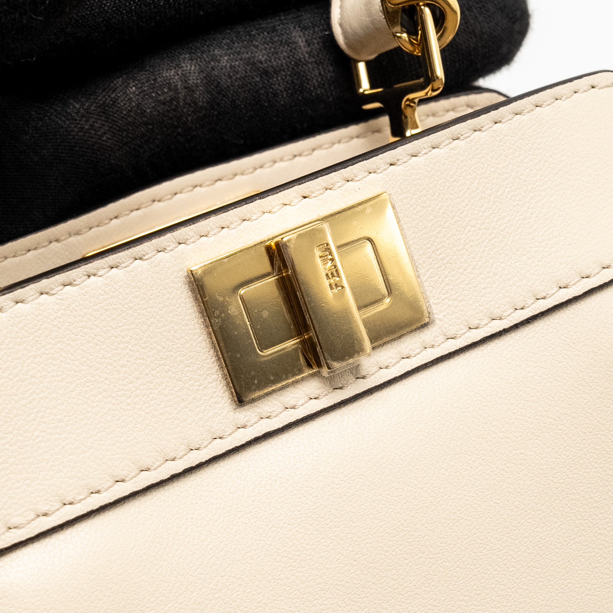 FENDI NANO PEEKABOO LAMBSKIN WHITE GHW