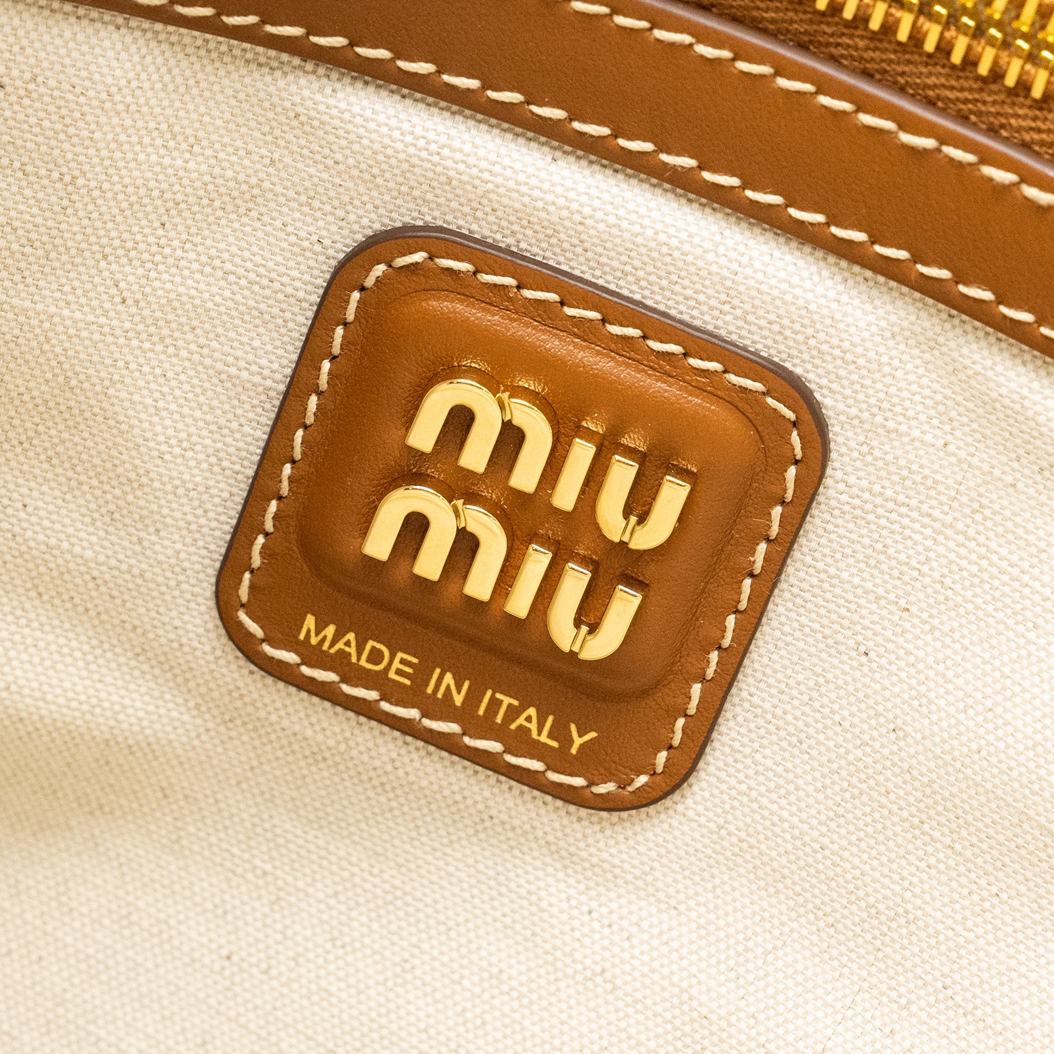 MIU MIU IVY LEATHER BAG CALFSKIN CARAMEL GHW