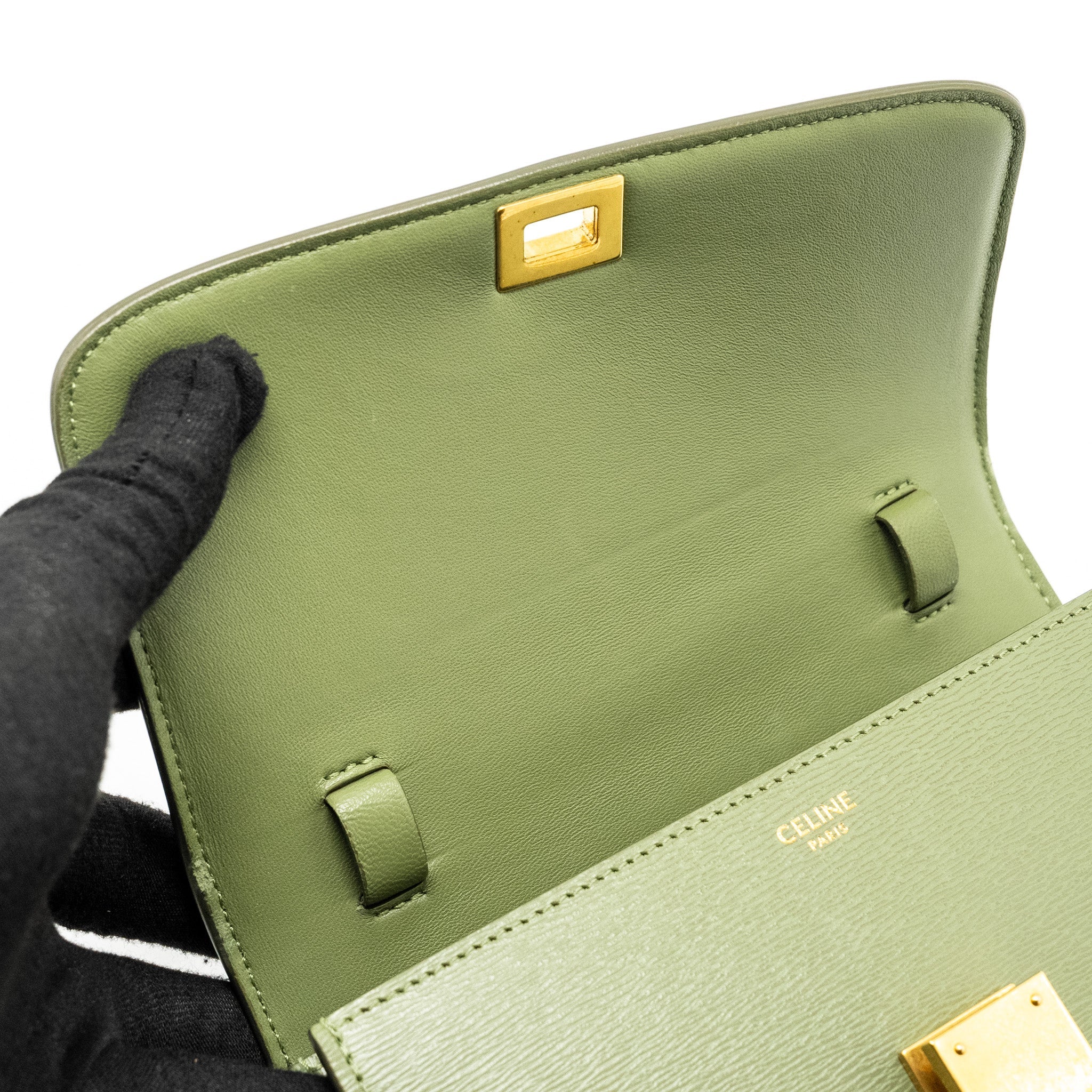 CELINE TEEN CLASSIC BOX BAG CALFSKIN GREEN GHW