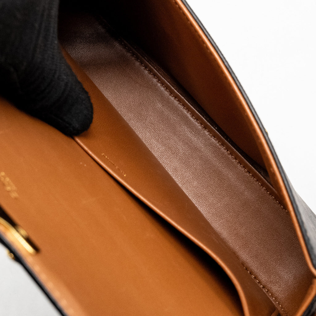CELINE TRIOMPHE SHOULDER BAG TRIOMPHE CANVAS/CALFSKIN TAN GHW