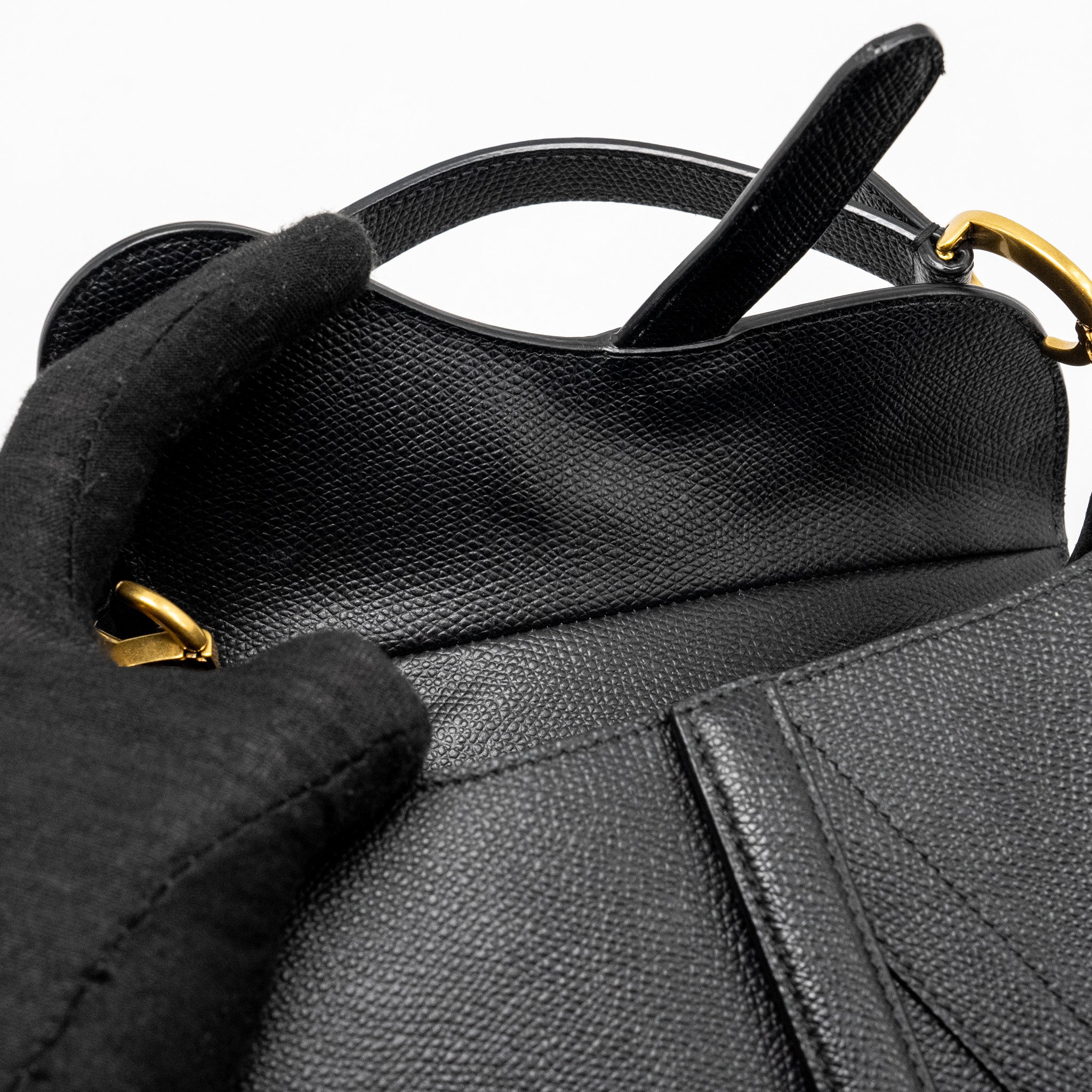 DIOR MINI SADDLE BAG CALFSKIN BLACK GHW