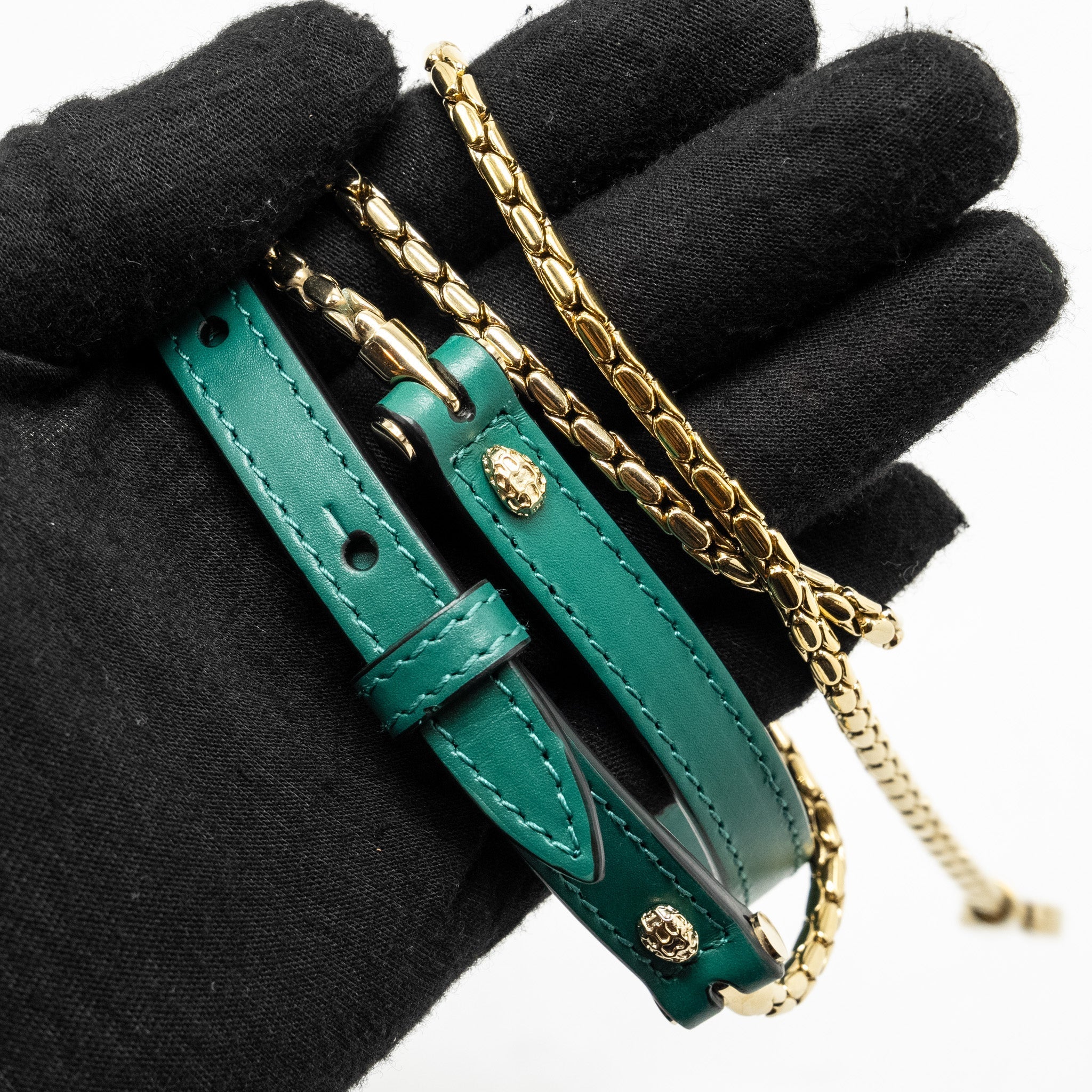 BVLGARI SERPENTI FOREVER TOP HANDLE CALFSKIN GREEN GHW
