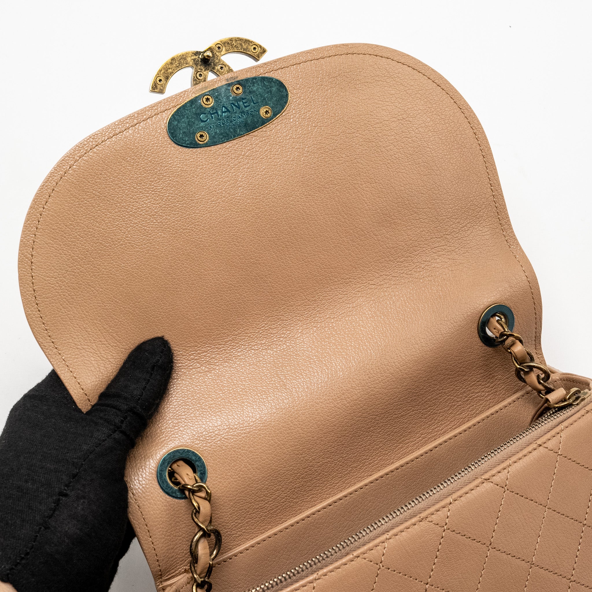 CHANEL COCO CURVE FLAP BAG CALFSKIN BEIGE GHW