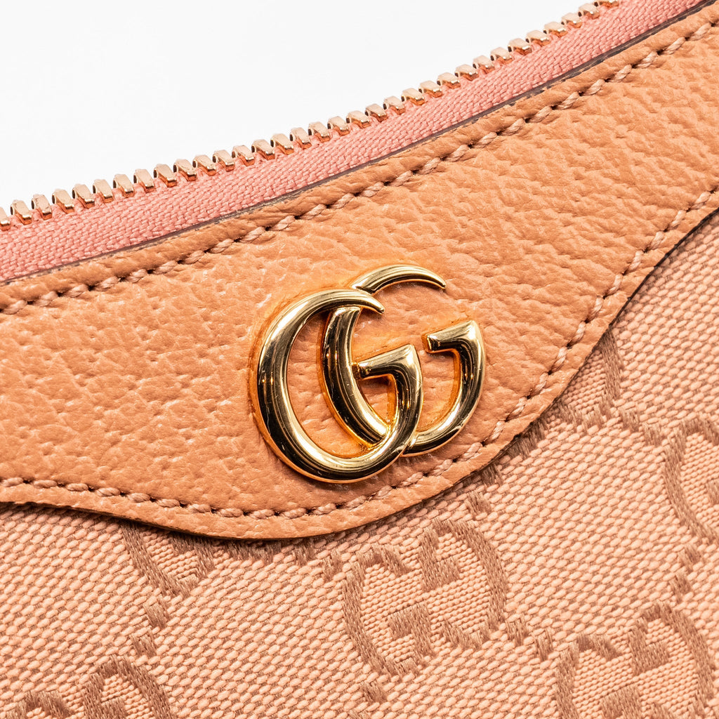 GUCCI SMALL OPHIDIA HOBO BAG GG SUPREME CANVAS PINK LGHW