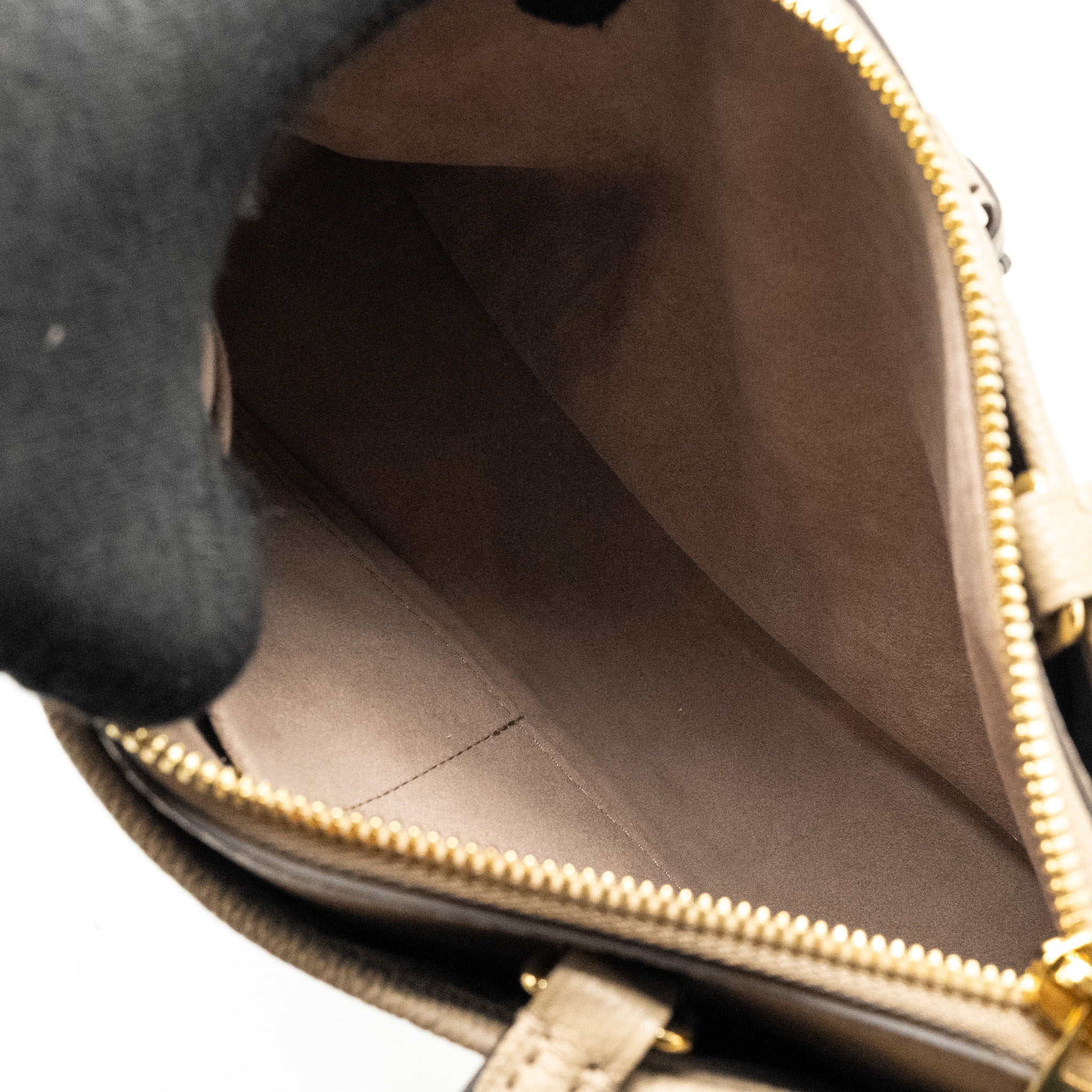 LOUIS VUITTON TRIANON TOTE BAG PM MONOGRAM EMPREINTE TOURTERELLE/CRÈME BEIGE GHW