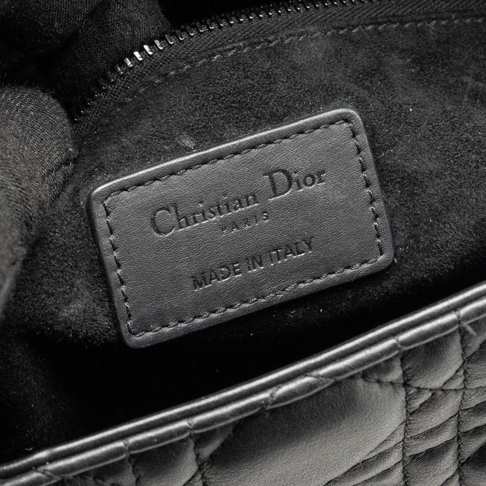 DIOR MEDIUM LADY DIOR ULTRAMATTE CANNAGE CALFSKIN SO BLACK