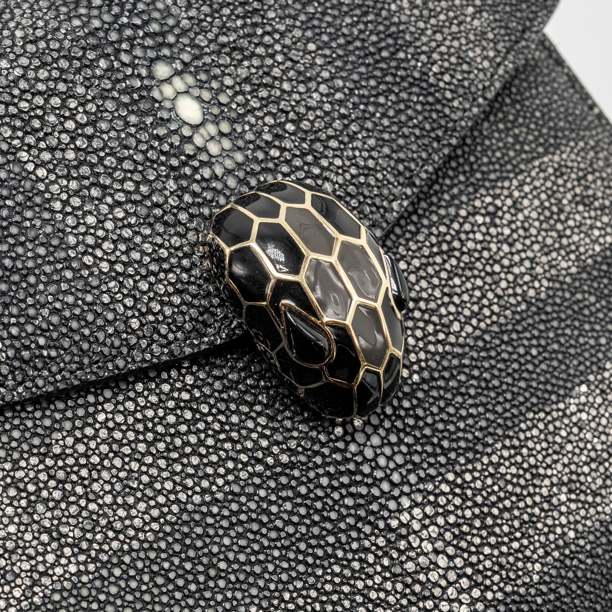 BVLGARI SERPENTI FOREVER BAG GALUCHAT BLACK/ GREY LGHW
