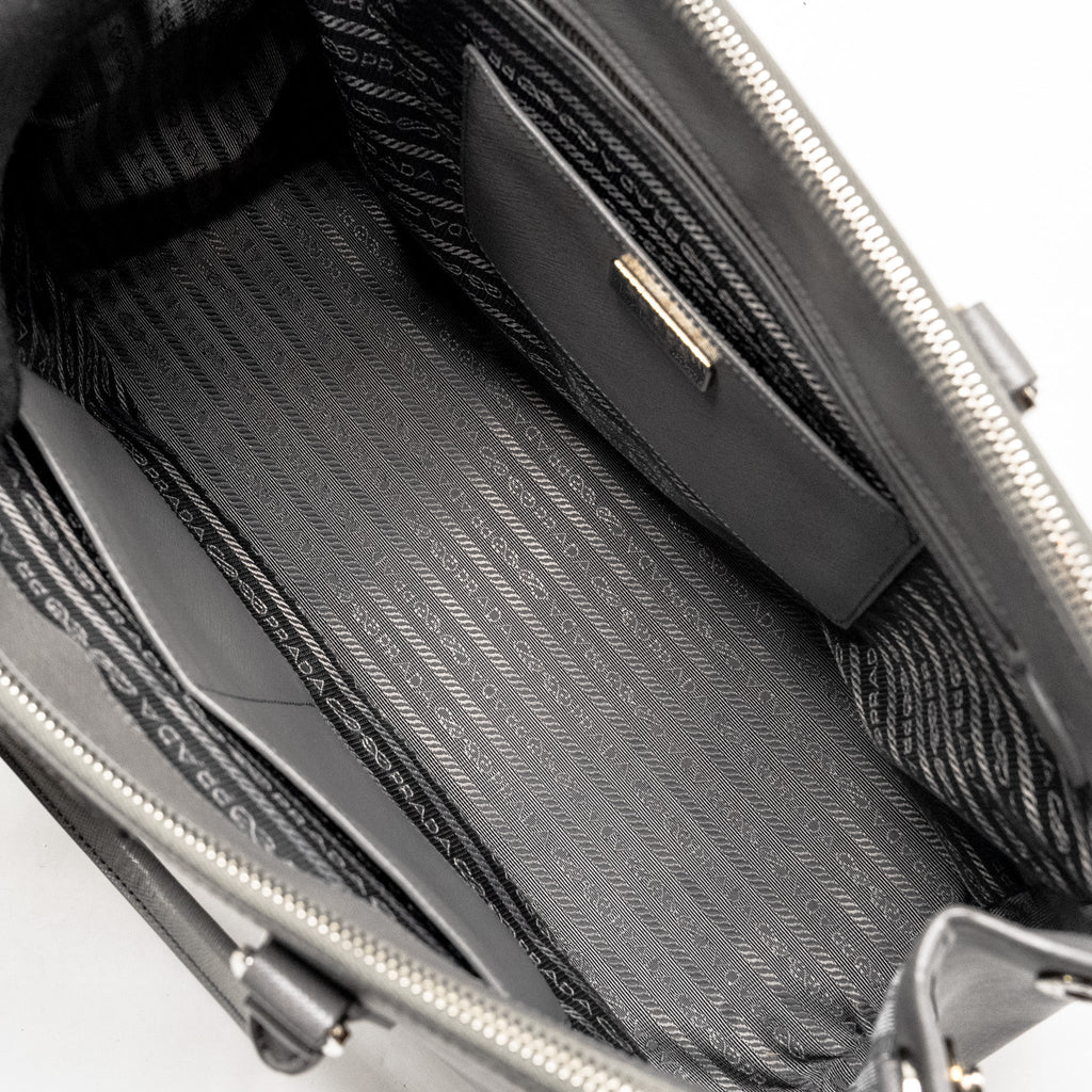 PRADA GALLERIA SAFFIANO TOTE BAG CALFSKIN GREY SHW