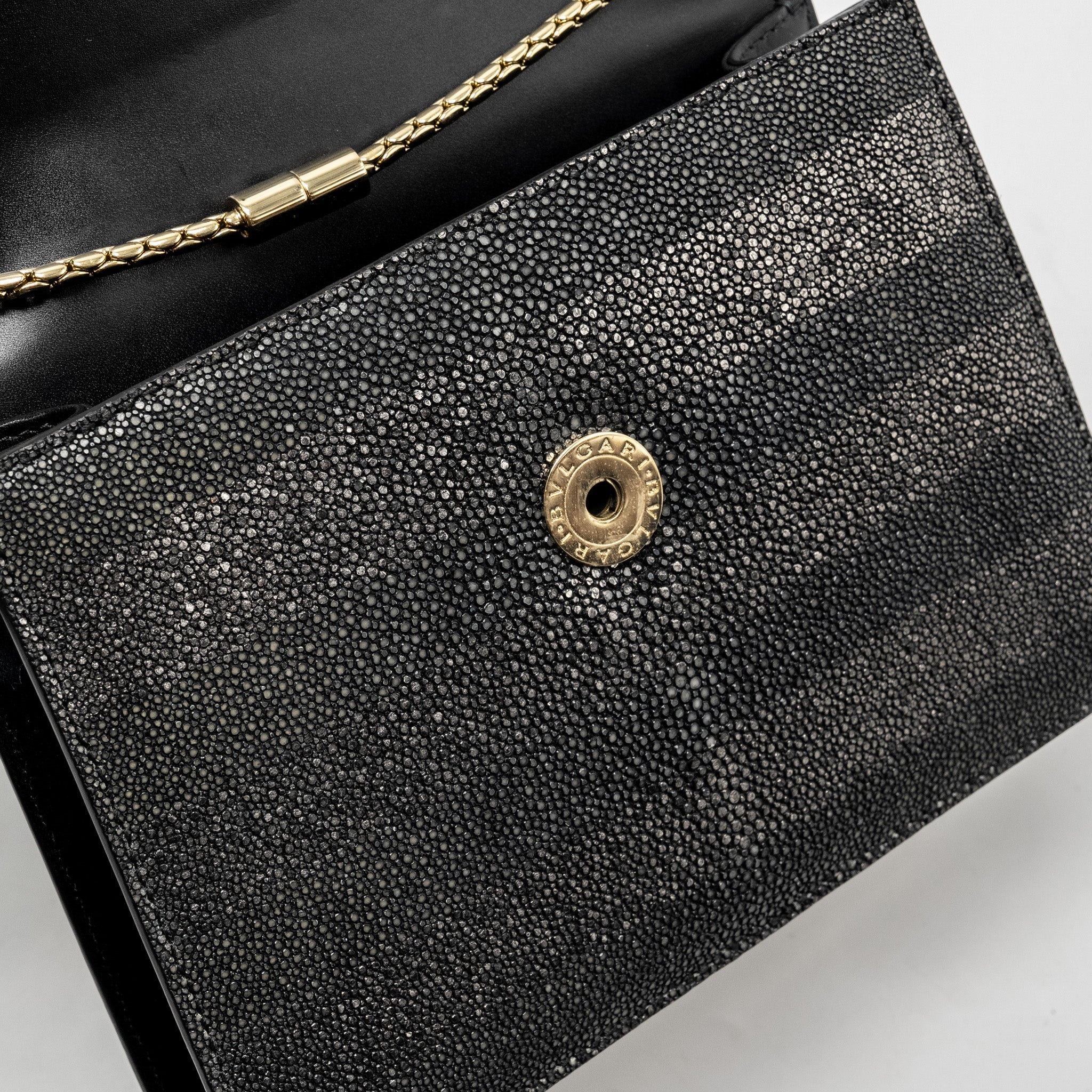 BVLGARI SERPENTI FOREVER BAG GALUCHAT BLACK/ GREY LGHW